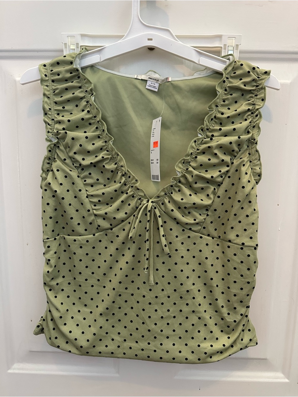 Urban Outfitters Olive Green Polka Dot Ruffle Tie-Front Camisole